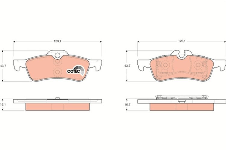 Set plăcuțe frână TRW, spate, pentru: LINCOLN CONTINENTAL; MINI (R50, R53), (R52) 1.4D/1.6/3.8 09.87-07.08