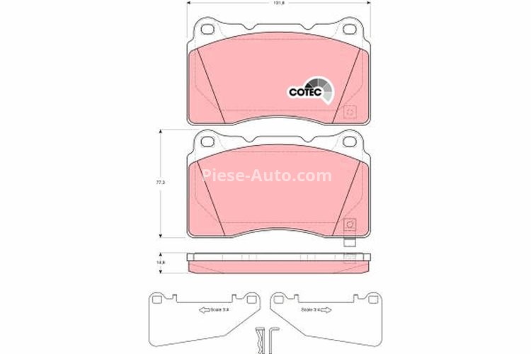 Set plăcuțe frână TRW, față, pentru: MITSUBISHI LANCER VI, LANCER VII, LANCER VIII 1.6-Electric 01.98-