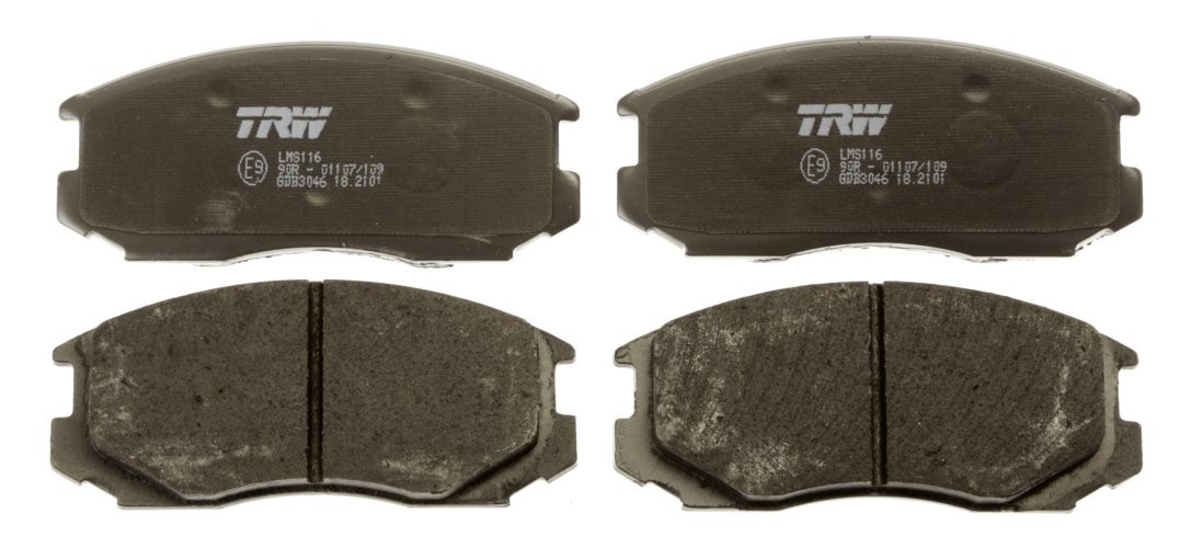 Set plăcuțe frână TRW, față, pentru: MITSUBISHI COLT III, COLT IV, COLT V, LANCER III, LANCER IV, LANCER V, LANCER VI, MIRAGE IV, MIRAGE V, TREDIA 1.3-2.0D 08.86-10.03