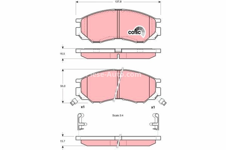 Set plăcuțe frână TRW, față, pentru: MITSUBISHI DELICA / SPACE GEAR, L 300 III, L200, L400 2.0-2.8D 07.94-12.07