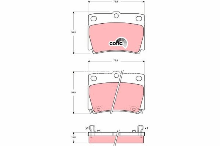 Set plăcuțe frână TRW, spate, pentru: MITSUBISHI PAJERO II, PAJERO III, PAJERO SPORT I, PAJERO SPORT II, PAJERO SPORT III 2.4D/2.5D/3.0 12.90-