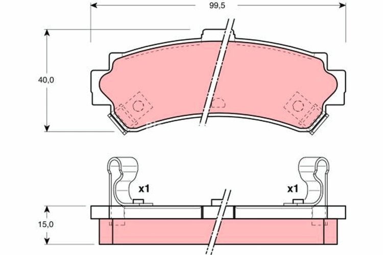 Set plăcuțe frână TRW, spate, pentru: NISSAN ALMERA I 1.4-2.0D 07.95-07.00