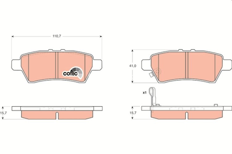 Set plăcuțe frână TRW, spate, pentru: NISSAN NP300 NAVARA, PATHFINDER III, XTERRA 2.5D/3.0D/4.0 10.04-