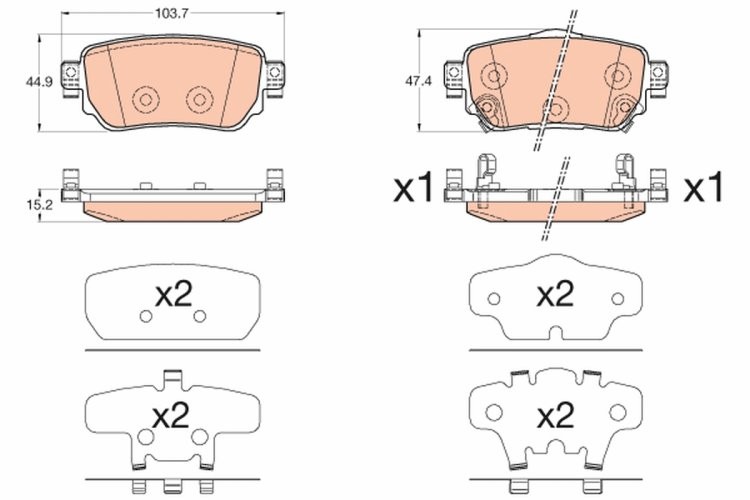 Set plăcuțe frână TRW, spate, pentru: NISSAN QASHQAI II, X-TRAIL III; RENAULT KADJAR 1.2-2.0D 11.13-