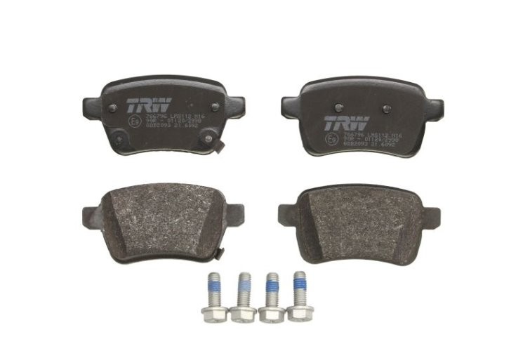 Set plăcuțe frână TRW, spate, (cu accesorii; cu șuruburi de ghidare etrier frână), pentru: OPEL ADAM, CORSA E, CORSA E/HATCHBACK 1.0-1.6 09.14-