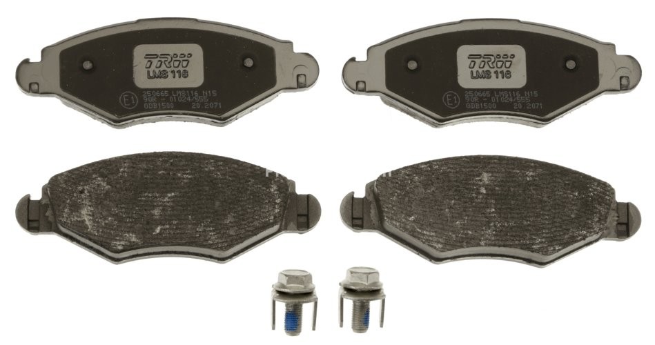 Set plăcuțe frână TRW, față (cu accesorii; cu șuruburi de ghidare etrier frână), pentru: PEUGEOT 206, 206+ 1.1-1.9D 09.98-