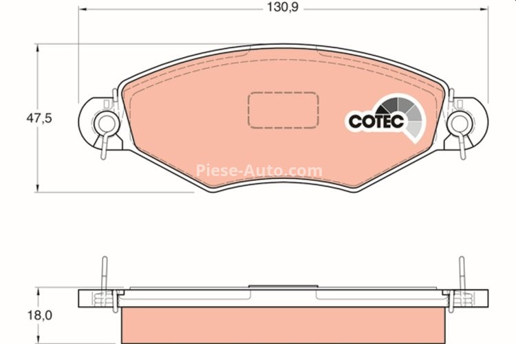 Set plăcuțe frână TRW, față (cu accesorii; cu șuruburi de ghidare etrier frână), pentru: PEUGEOT 206, 306, 306/HATCHBACK 1.1-1.9D 04.93-12.12