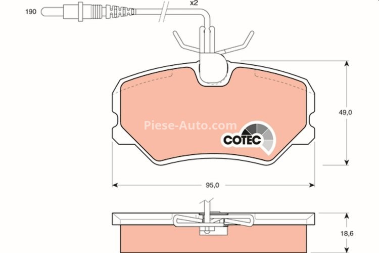 Set plăcuțe frână TRW, față (cu accesorii; cu șuruburi de ghidare etrier frână), pentru: PEUGEOT 405 I, 405 II, 405 II/KOMBI 1.4-1.9D 01.87-04.97