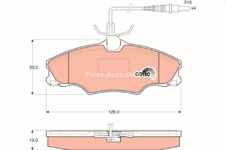 Set plăcuțe frână TRW, față (cu accesorii; cu șuruburi de ghidare etrier frână), pentru: PEUGEOT 406 1.6/1.8/1.9D 11.95-10.04