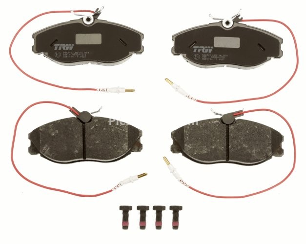 Set plăcuțe frână TRW, față (cu accesorii; cu șuruburi de ghidare etrier frână), pentru: PEUGEOT 406, 607 1.9D-3.0 11.95-08.05