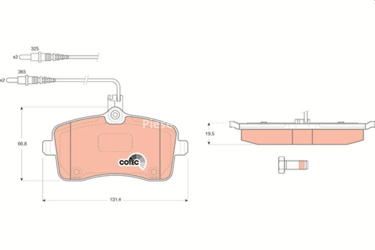 Set plăcuțe frână TRW, față (cu accesorii; cu șuruburi de ghidare etrier frână), pentru: PEUGEOT 407 1.6D-2.0D 03.04-02.11