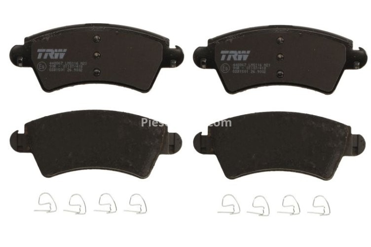 Set plăcuțe frână TRW, față (cu suplimente), pentru: PEUGEOT 206 1.6/2.0/2.0D 04.99-09.09