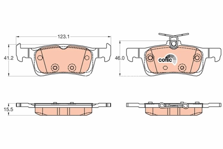 Set plăcuțe frână TRW, spate, pentru: PEUGEOT 308 II, 308 II/KOMBI, 308/HATCHBACK 1.2-2.0D 09.13-06.21