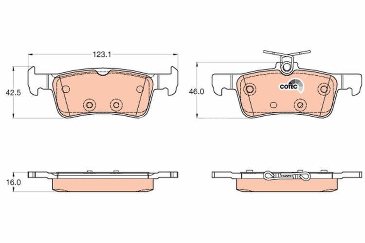 Set plăcuțe frână TRW, spate, pentru: PEUGEOT 308 II, 308 II/KOMBI, 308/HATCHBACK 1.2-2.0D 09.13-06.21