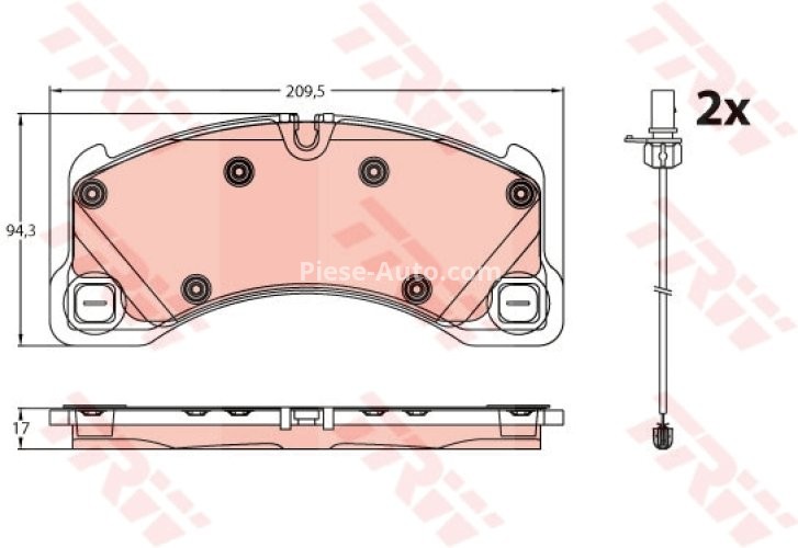 Set plăcuțe frână TRW, față, pentru: PORSCHE CAYENNE, MACAN 2.0-4.8 06.10-