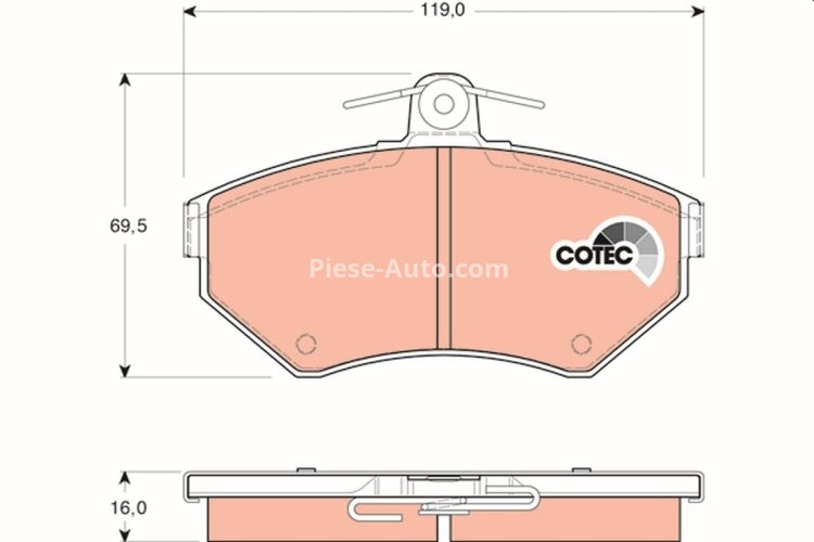 Set plăcuțe frână TRW, față (cu accesorii; cu șuruburi de ghidare etrier frână), pentru: SEAT AROSA, CORDOBA, CORDOBA VARIO, IBIZA II, INCA, TOLEDO I; VW CADDY II 1.0-2.0 02.86-07.05