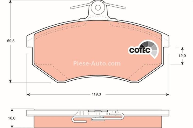Set plăcuțe frână TRW, față (cu accesorii; cu șuruburi de ghidare etrier frână), pentru: SEAT CORDOBA, IBIZA II, INCA, TOLEDO I; VW CADDY II/MINIVAN, GOLF II 1.4-2.2 05.84-07.05