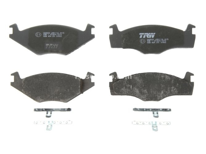 Set plăcuțe frână TRW, față (cu suplimente), pentru: SEAT CORDOBA, IBIZA II, TOLEDO I; VW CADDY I, GOLF I, GOLF II, GOLF III, JETTA I, JETTA II, PASSAT B1, PASSAT B2 1.3-1.9D 08.75-10.02