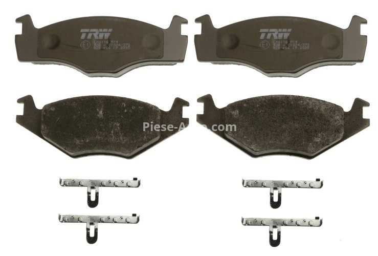 Set plăcuțe frână TRW, față (cu suplimente), pentru: SEAT CORDOBA, IBIZA II, TOLEDO I; VW CADDY I, GOLF I, GOLF II, GOLF III, JETTA I, JETTA II, PASSAT B1, PASSAT B2 1.3-1.9D 08.75-10.02