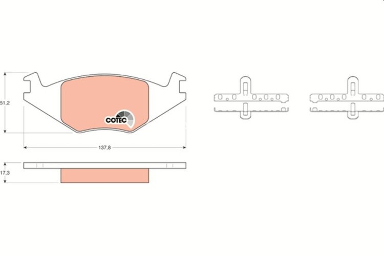 Set plăcuțe frână TRW, față (cu suplimente), pentru: SEAT CORDOBA, IBIZA II; VW DERBY, GOLF II, JETTA II, PASSAT B1, PASSAT B2, POLO, POLO CLASSIC, POLO II 1.0-2.1 05.73-10.02