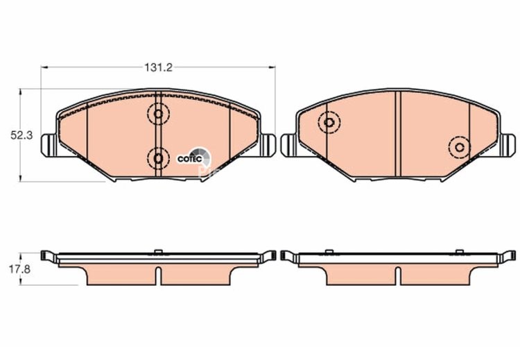 Set plăcuțe frână TRW, față, pentru: SKODA FABIA II, RAPID; VW POLO V, POLO VI 1.2-2.0 12.06-