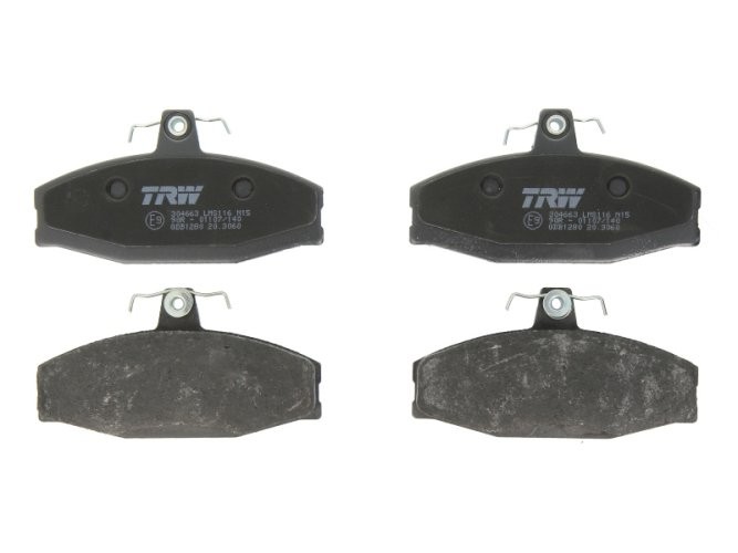 Set plăcuțe frână TRW, față, pentru: SKODA FAVORIT, FAVORIT FORMAN, FAVORIT/KOMBI, FELICIA CUBE, FELICIA I, FELICIA II; VW CADDY II 1.3/1.6/1.9D 01.89-04.02