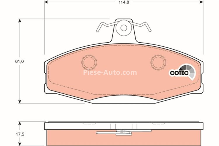 Set plăcuțe frână TRW, față, pentru: SKODA FAVORIT, FAVORIT FORMAN, FAVORIT/KOMBI, FELICIA CUBE, FELICIA I, FELICIA II; VW CADDY II 1.3/1.6/1.9D 01.89-04.02