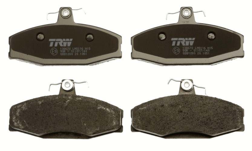 Set plăcuțe frână TRW, față, pentru: SKODA FAVORIT, FAVORIT FORMAN, FAVORIT/KOMBI, FELICIA CUBE, FELICIA I, FELICIA II; VW CADDY II 1.3/1.6/1.9D 01.89-04.02