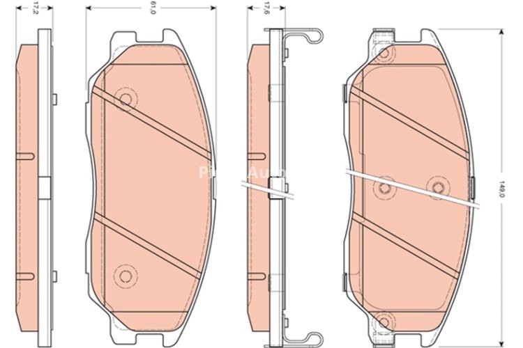 Set plăcuțe frână TRW, față, pentru: SSANGYONG RODIUS I, RODIUS II, STAVIC; SUZUKI IGNIS II 1.5-3.2 09.03-
