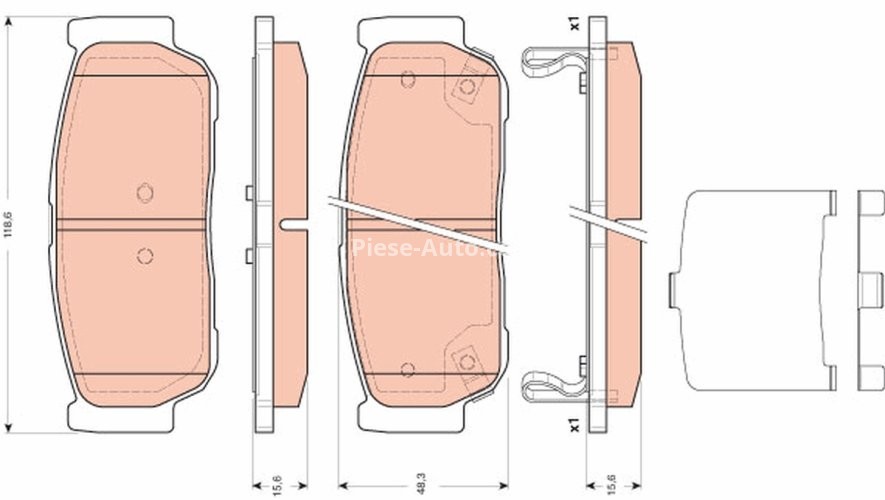 Set plăcuțe frână TRW, spate, pentru: SSANGYONG KYRON, REXTON / REXTON II, REXTON W / REXTON 2.0D-3.2 04.02-