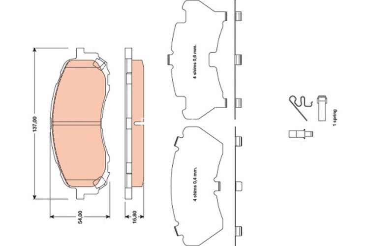 Set plăcuțe frână TRW, față, pentru: SUBARU IMPREZA 1.5/1.6 10.00-03.12