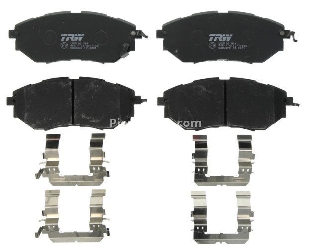 Set plăcuțe frână TRW, față (cu suplimente), pentru: SUBARU FORESTER, LEGACY IV, LEGACY V, OUTBACK, TRIBECA 2.0-3.6 09.03-