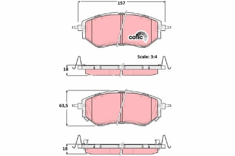 Set plăcuțe frână TRW, față (cu suplimente), pentru: SUBARU FORESTER, LEGACY IV, LEGACY V, OUTBACK, TRIBECA 2.0-3.6 09.03-