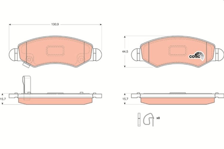 Set plăcuțe frână TRW, față (cu suplimente), pentru: SUBARU JUSTY III; SUZUKI IGNIS II, WAGON R, WAGON R+ 1.0-1.5 05.00-