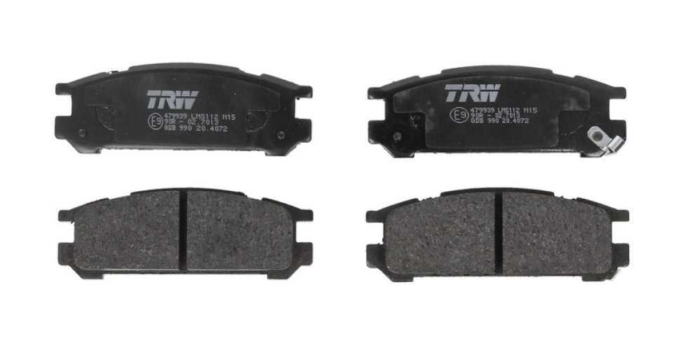 Set plăcuțe frână TRW, spate, pentru: SUBARU IMPREZA, LEGACY I, LEGACY II, LEGACY III, LEGACY OUTBACK, SVX 1.6-3.3 01.89-08.03
