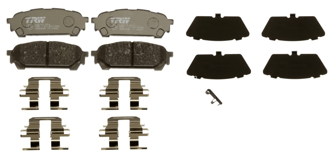 Set plăcuțe frână TRW, spate, (cu suplimente), pentru: SUBARU FORESTER, IMPREZA 1.6/2.0/2.5 12.00-06.09