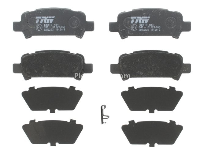 Set plăcuțe frână TRW, spate, (cu suplimente), pentru: SUBARU FORESTER, IMPREZA, LEGACY III, LEGACY IV, OUTBACK 1.5-3.0 10.95-08.09