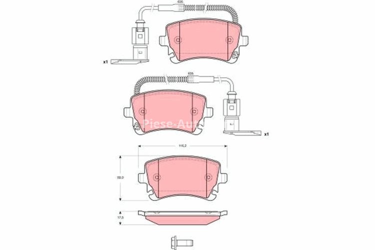 Set plăcuțe frână TRW, spate, pentru: VW PHAETON 3.0D-6.0 04.02-07.18