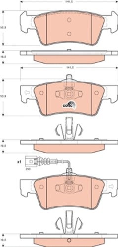 Set plăcuțe frână TRW, spate, pentru: VW MULTIVAN T5, TOUAREG, TRANSPORTER T5 1.9D-3.2 01.03-08.15