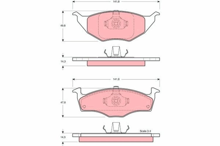 Set plăcuțe frână TRW, față, pentru: VW LUPO I 1.2D-1.7D 09.98-07.05