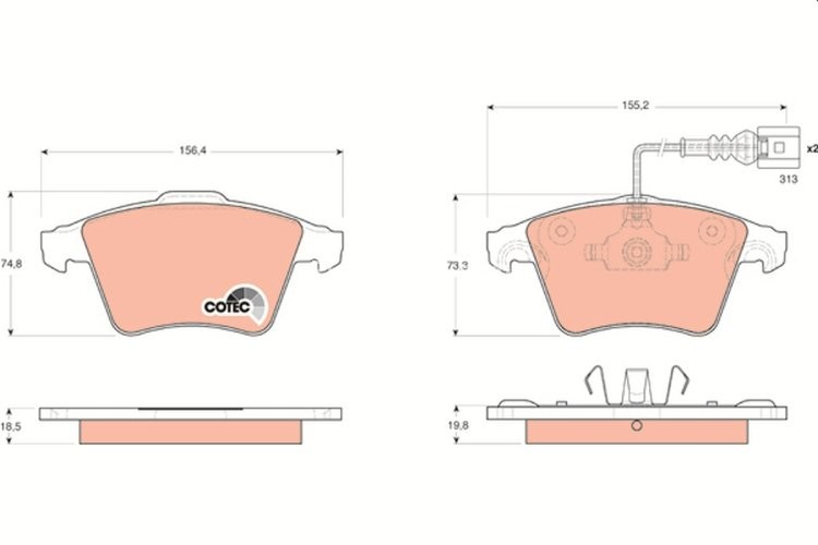Set plăcuțe frână TRW, față, pentru: VW TOUAREG 2.5D/4.2 12.02-05.10