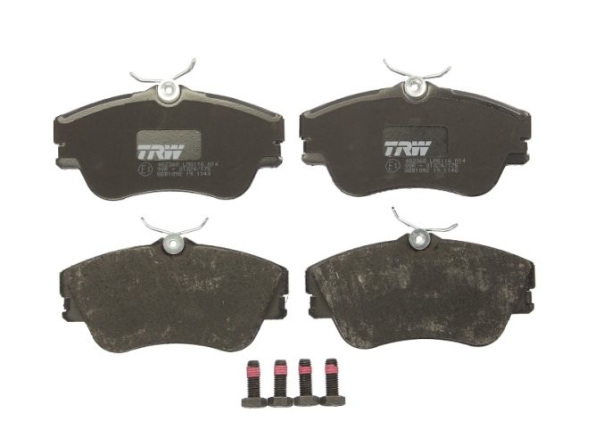 Set plăcuțe frână TRW, față (cu accesorii; cu șuruburi de ghidare etrier frână), pentru: VW CALIFORNIA T4 CAMPER, TRANSPORTER T4 1.8-2.8 07.90-06.03