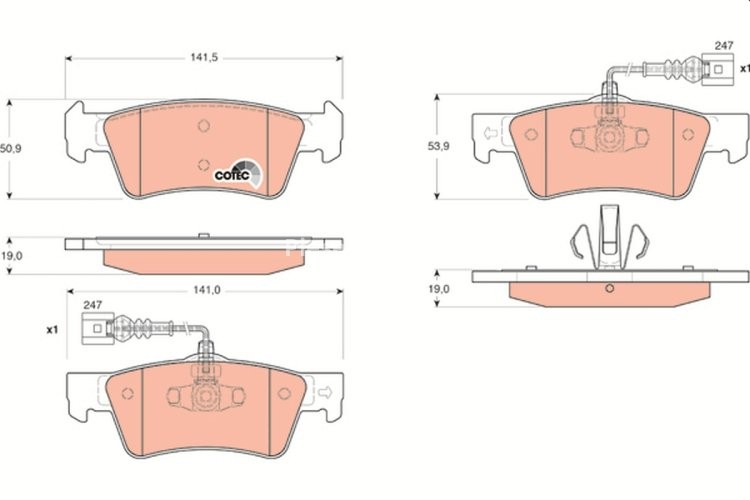 Set plăcuțe frână TRW, spate, pentru: VW TOUAREG 2.5D/4.2 12.02-05.10