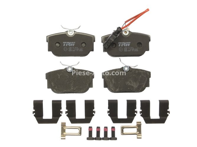 Set plăcuțe frână TRW, spate, (cu accesorii; cu șuruburi de ghidare etrier frână), pentru: VW CALIFORNIA T4 CAMPER, SHARAN, TRANSPORTER T4 1.8-2.8 07.90-06.03