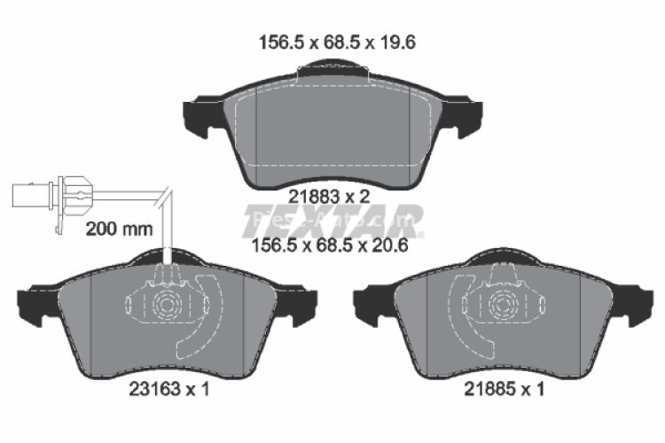 Set plăcuțe frână TEXTAR, față, pentru: VW CALIFORNIA T4 CAMPER, TRANSPORTER T4 1.9D-2.8 07.90-06.03