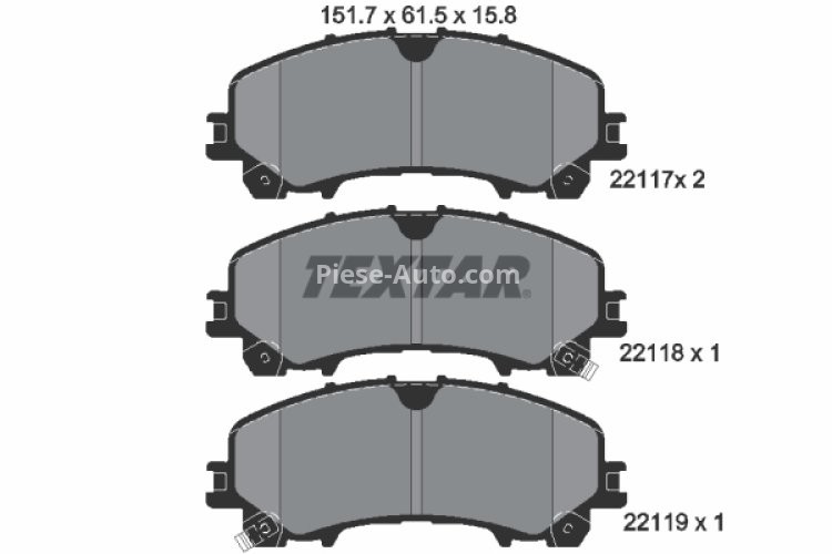 Set plăcuțe frână TEXTAR, față, pentru: NISSAN X-TRAIL III; RENAULT KOLEOS II 1.3-3.5H 04.13-