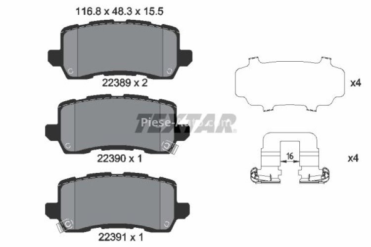 Set plăcuțe frână TEXTAR, spate, pentru: ACURA MDX, TLX; HONDA ODYSSEY 2.4/3.5 11.13-