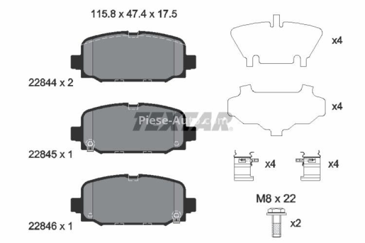 Set plăcuțe frână TEXTAR, spate, pentru: JEEP COMPASS 1.4-2.4 03.17-