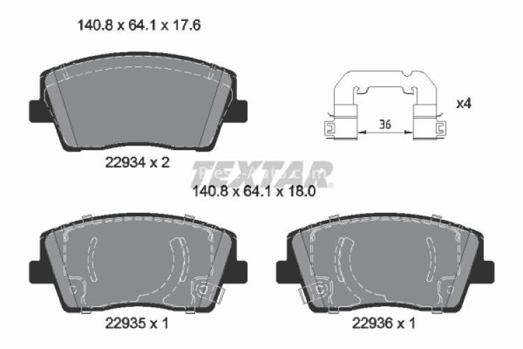 Set plăcuțe frână TEXTAR, față, pentru: KIA STINGER 2.0 06.17-