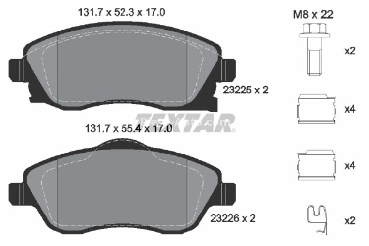 Set plăcuțe frână TEXTAR, față, pentru: OPEL COMBO TOUR, COMBO/MINIVAN, CORSA C, CORSA C/HATCHBACK, MERIVA A, TIGRA 1.0-1.8 09.00-